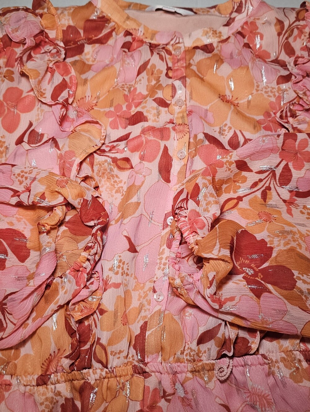 Lauren Conrad Cottagecore Dress Size Large Romantic Chiffon Ruffle - Picture 6 of 9